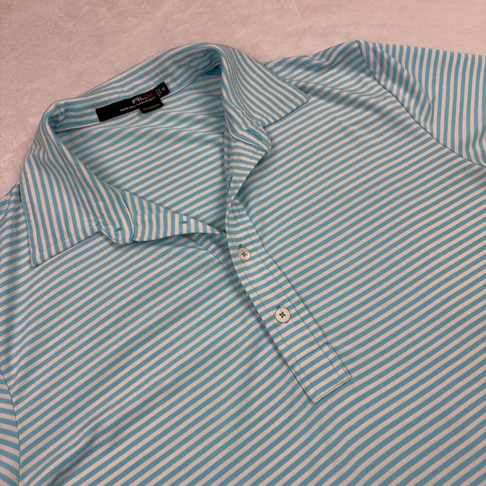 RLX Ralph Lauren Short Sleeve Polo Shirt Mens M Blue Moisture Wicking Stretch